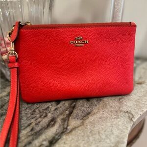 Coach Vibrant Red Leather Wristlet